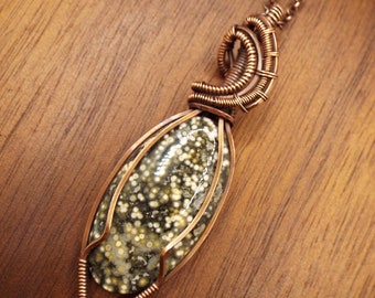 Ocean Jasper Pendant Necklace in Copper
