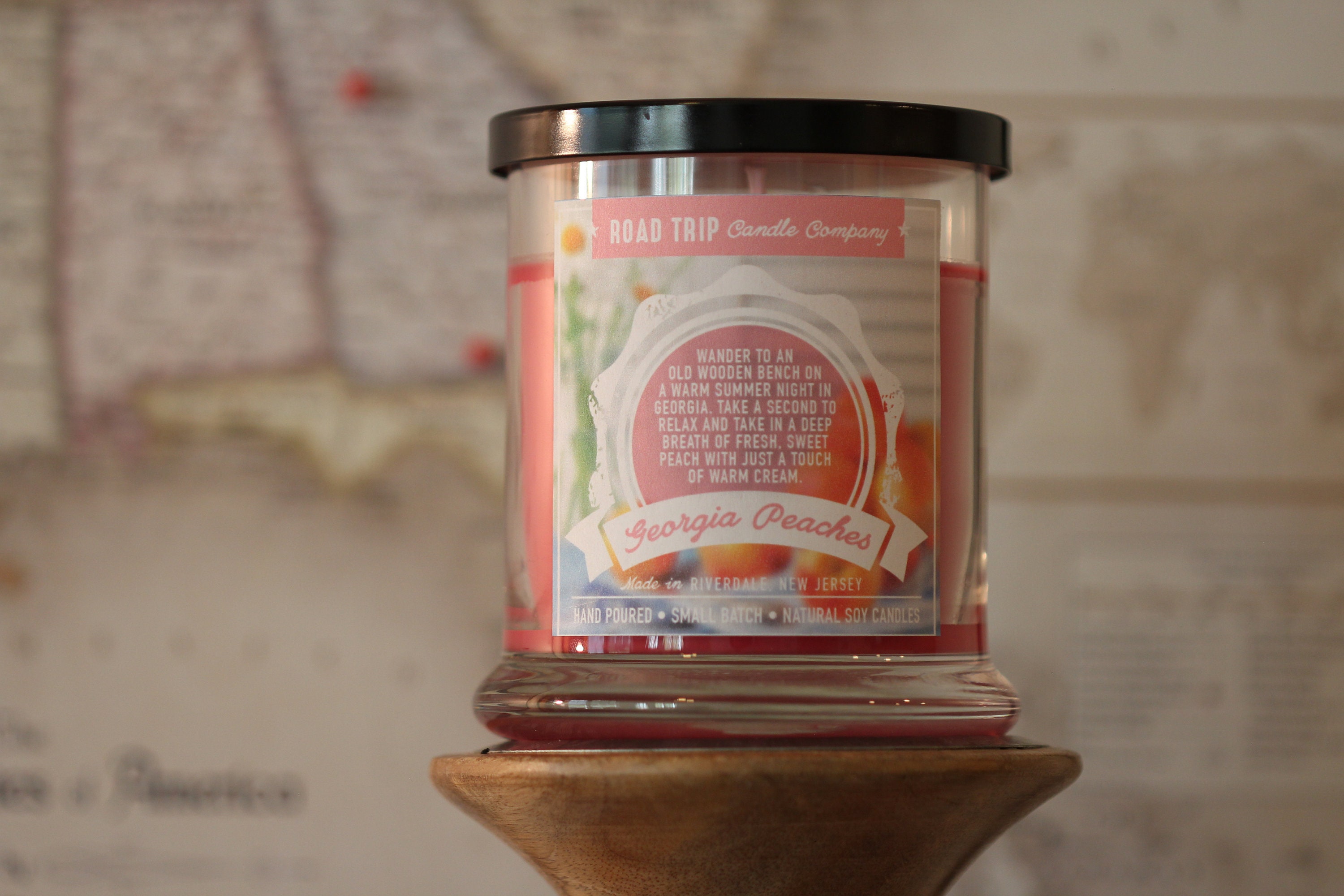 Peach Scented Candle for Aromatherapy, Natural Soy Candle with Fruit