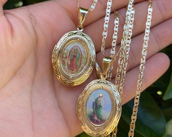 Virgencita san judas picture locket necklace