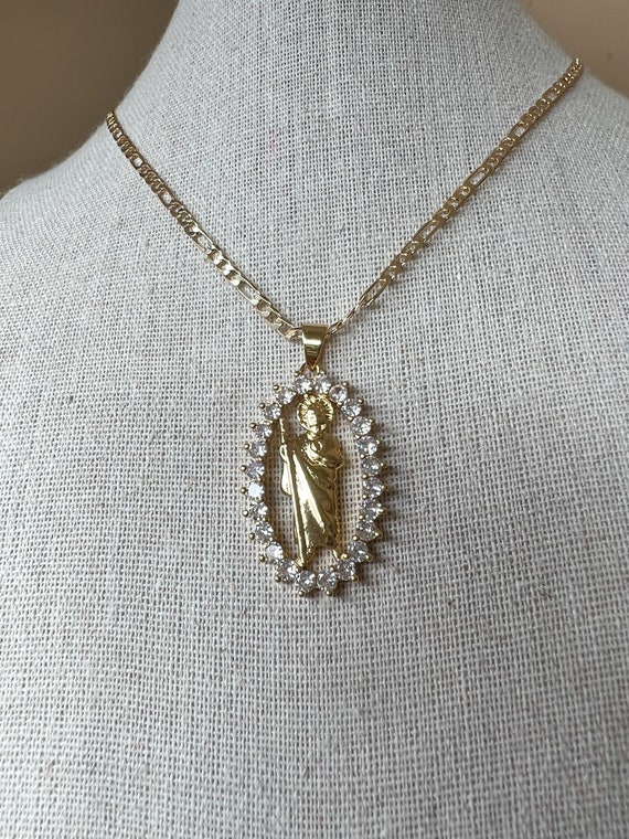 San judas necklace cubic zirconia diamonds