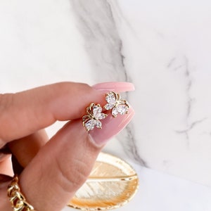 Butterfly stud earrings cubic zirconia diamonds