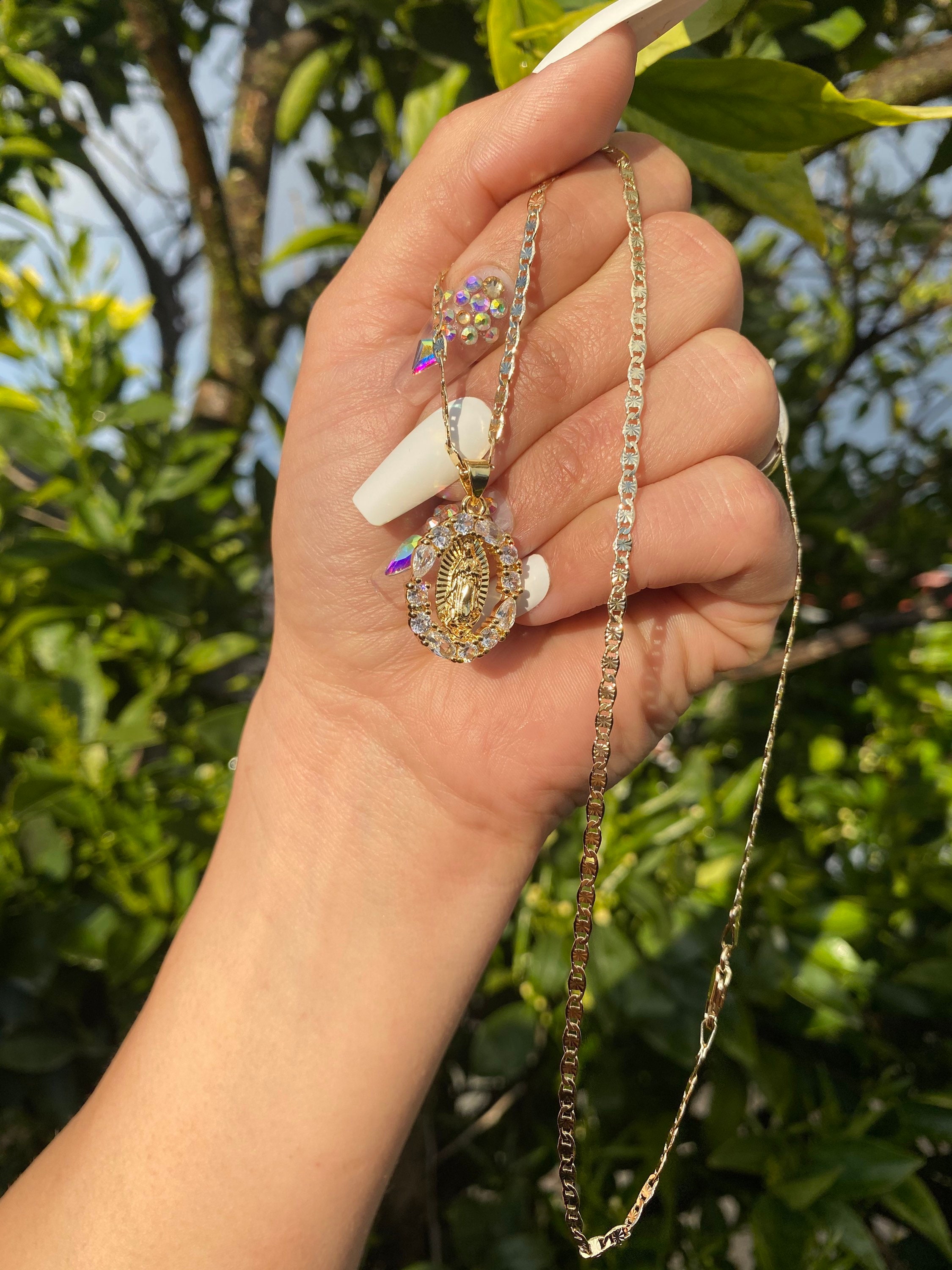 Virgen De Guadalupe Necklace Zirconia Diamonds - Etsy