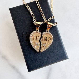 Te amo dove bird couples necklace , best friend’s necklace, I love you necklace