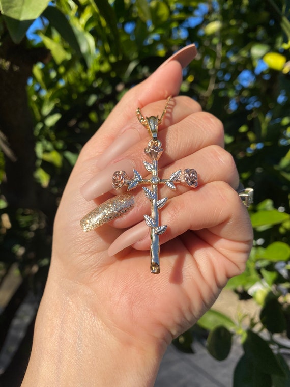 Rose cross gold plated
