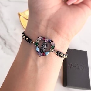 Black heart virgencita bracelet