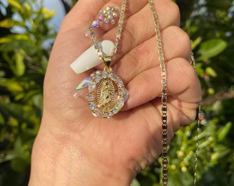 Virgen De Guadalupe Necklace Zirconia Diamonds Etsy