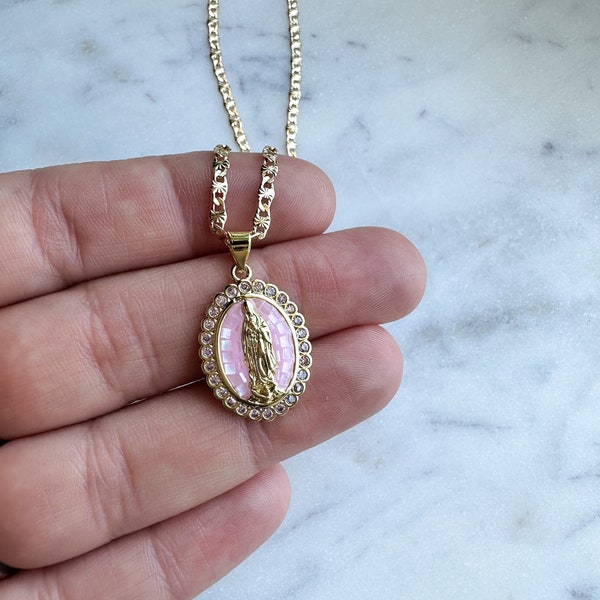Virgen de Guadalupe Pink necklace