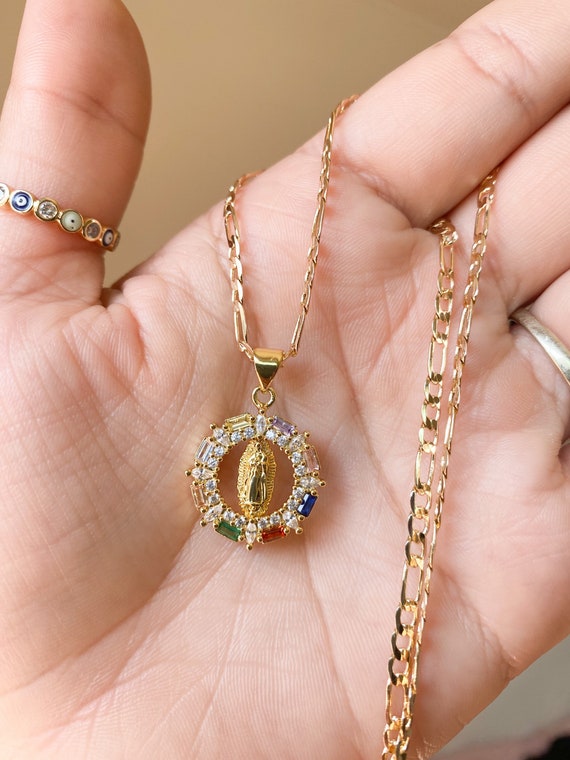Rainbow virgencita necklace