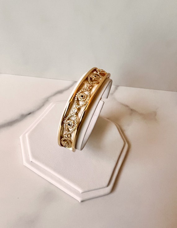 Evil eye bangle bracelet 18k gold plated