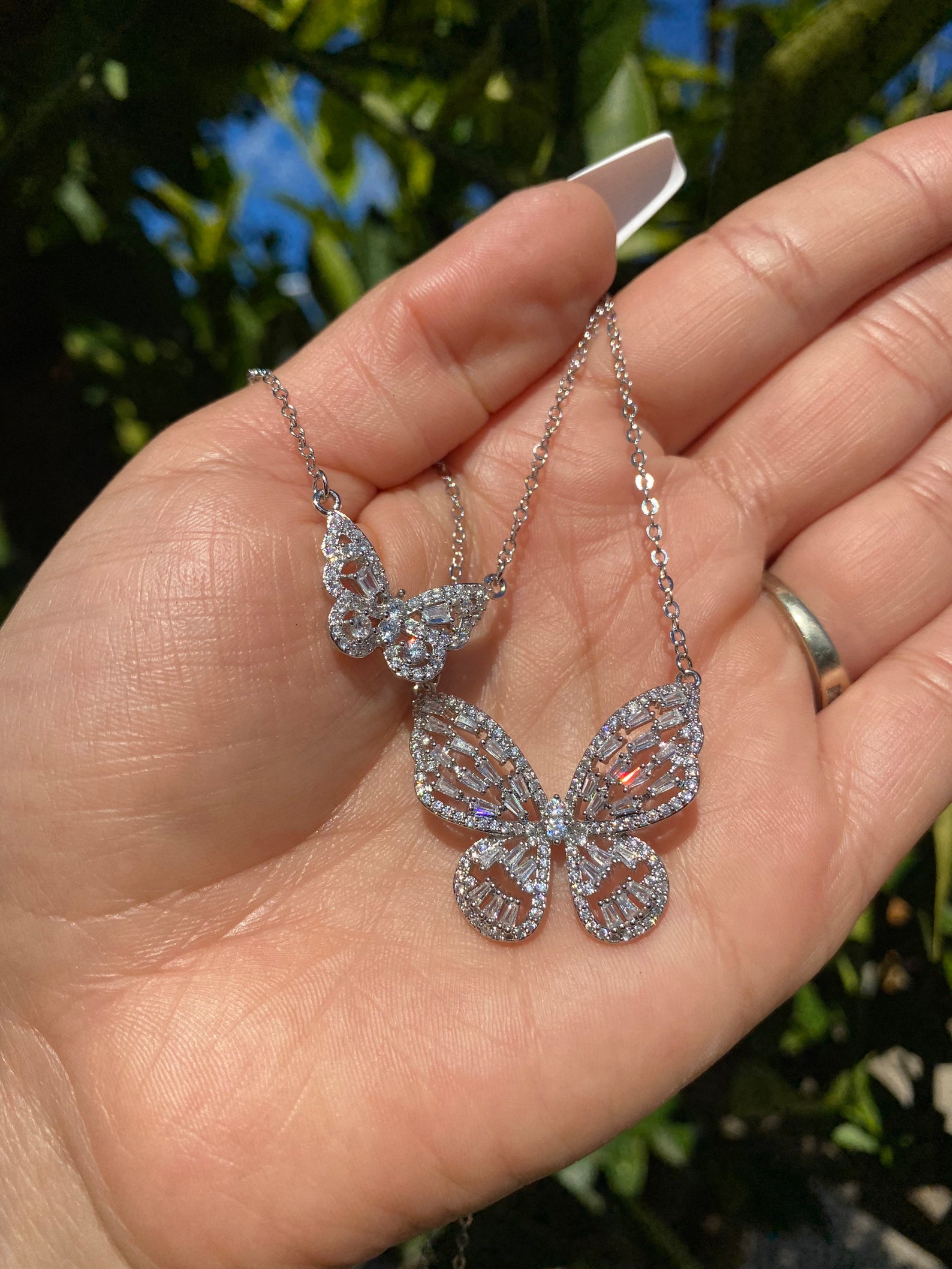 Diamond butterfly necklace Etsy