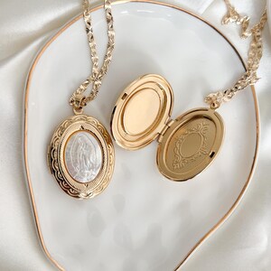 Collar con relicario de la Virgencita San Judas, colgante con relicario de la Virgencita con concha de perla Pearl shell