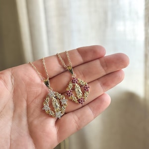 Virgen  de Guadalupe flower diamond necklace