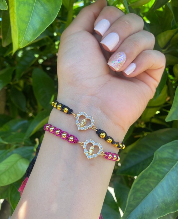 Heart virgencita braided bracelet