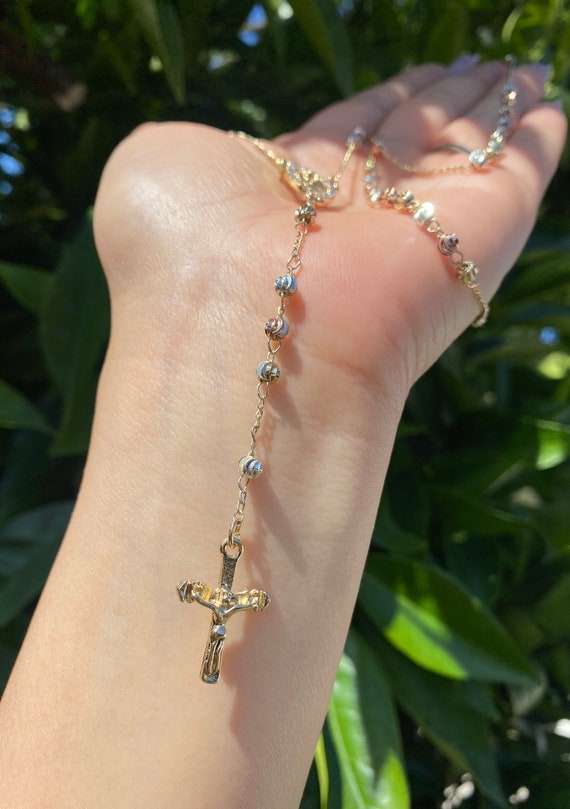 Virgencita Tri Color Rosary Necklace - Etsy