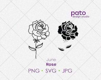 Juni Rose Geburtsmonat Blume SVG: Geburtsmonat Blume Clipart (digitaler Download)
