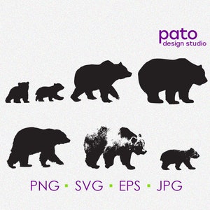 Lot de svg famille ours, ours svg, maman ours svg, papa ours svg, bébé ours svg, Cricut et fichier de coupe Silhouette