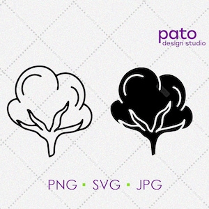 Cotton SVG, Cotton Plant, Cotton Flower, Cotton Ball svg, Cotton Clipart, Digital Download cut file for cricut or silhouette, Printable art