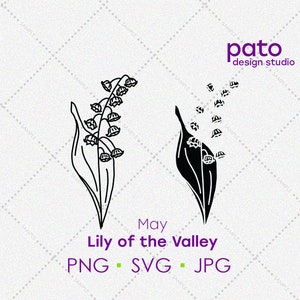 Mai Muguet mois de naissance fleur SVG, anniversaire fleur svg, svg Floral, signe de naissance svg, paquet de fleurs, clipart fleur de mois de naissance