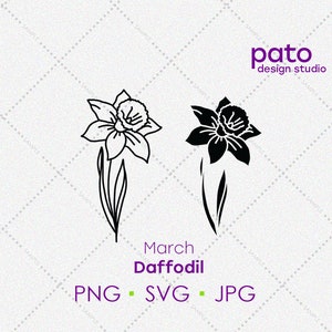 March Daffodil Birth Month Flower SVG, Birthday Flower svg, Floral svg, birth sign svg, flower svg bundle, birth month flower clipart