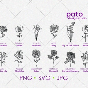 Birth Month Flowers SVG, Birthday Flower svg, Floral svg, birth sign svg, flower svg, flower svg bundle, birth month flowers design clipart