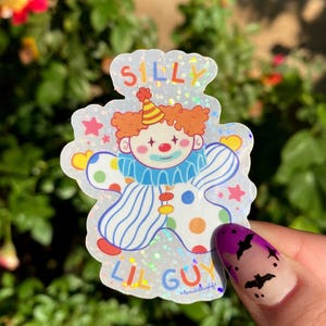 Silly Clown Holographic Glitter Sticker