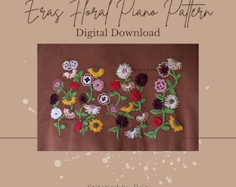 Schema di ricamo a mano - Eras Floral Piano - Download digitale PDF
