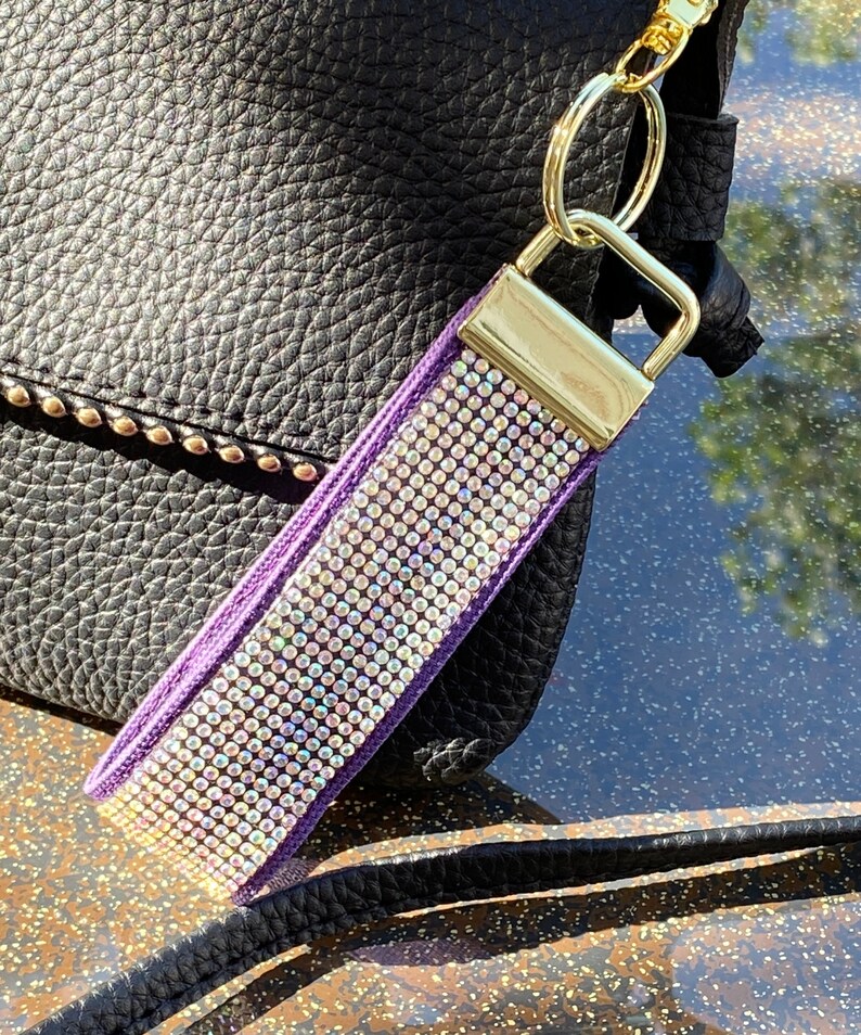 Rhinestone Key Fob Wristlet, Purple Passion Sparkly Key Holder - Etsy