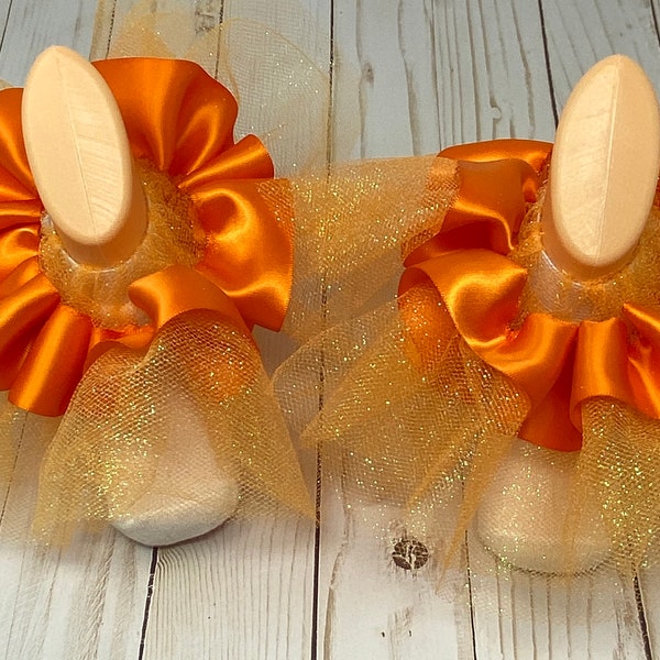 Tutu Anklets Adult and Kids Tutu Glam Anklets Beautiful Ankle Ruffle Bright Orange Anklets with glitter orange tulle