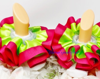 Neon Pink & Lime Green Tutu Anklets - Ruffle Sockless Design