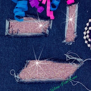 Patch Rhinestone Pink Ice Insert Patch Beautiful  Easy Iron on / Peek a Boo patch/Luxurious Sparkle Shinny Radiant/Wristlet Irresistible