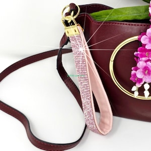 Key Fob Rhinestones Pink ice  Wristlet Sparkly Shinny Radiant/Stylish key fob/Luxurious Sparkle keychain Radiant/Wristlet Irresistible shine