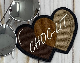 CHOC-LIT Heart Patch, Rich Brown Embroidered Iron-On