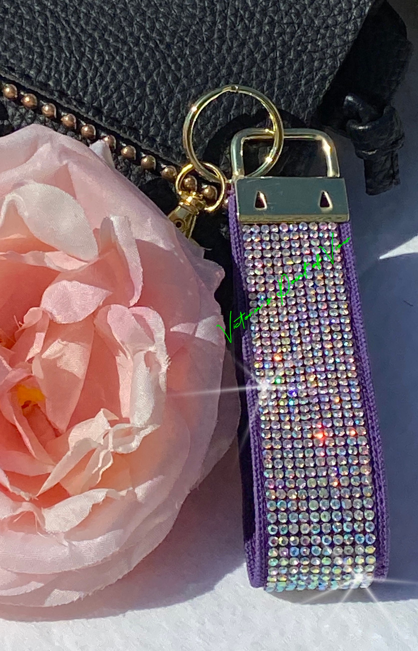 Rhinestone Key Fob Wristlet, Purple Passion Sparkly Key Holder - Etsy