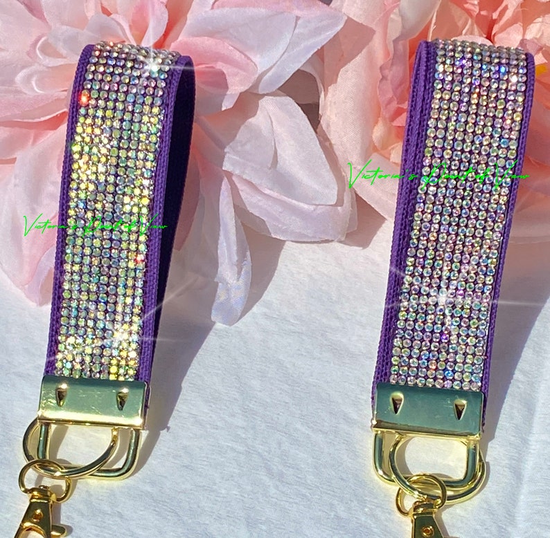 Rhinestone Key Fob Wristlet, Purple Passion Sparkly Key Holder - Etsy