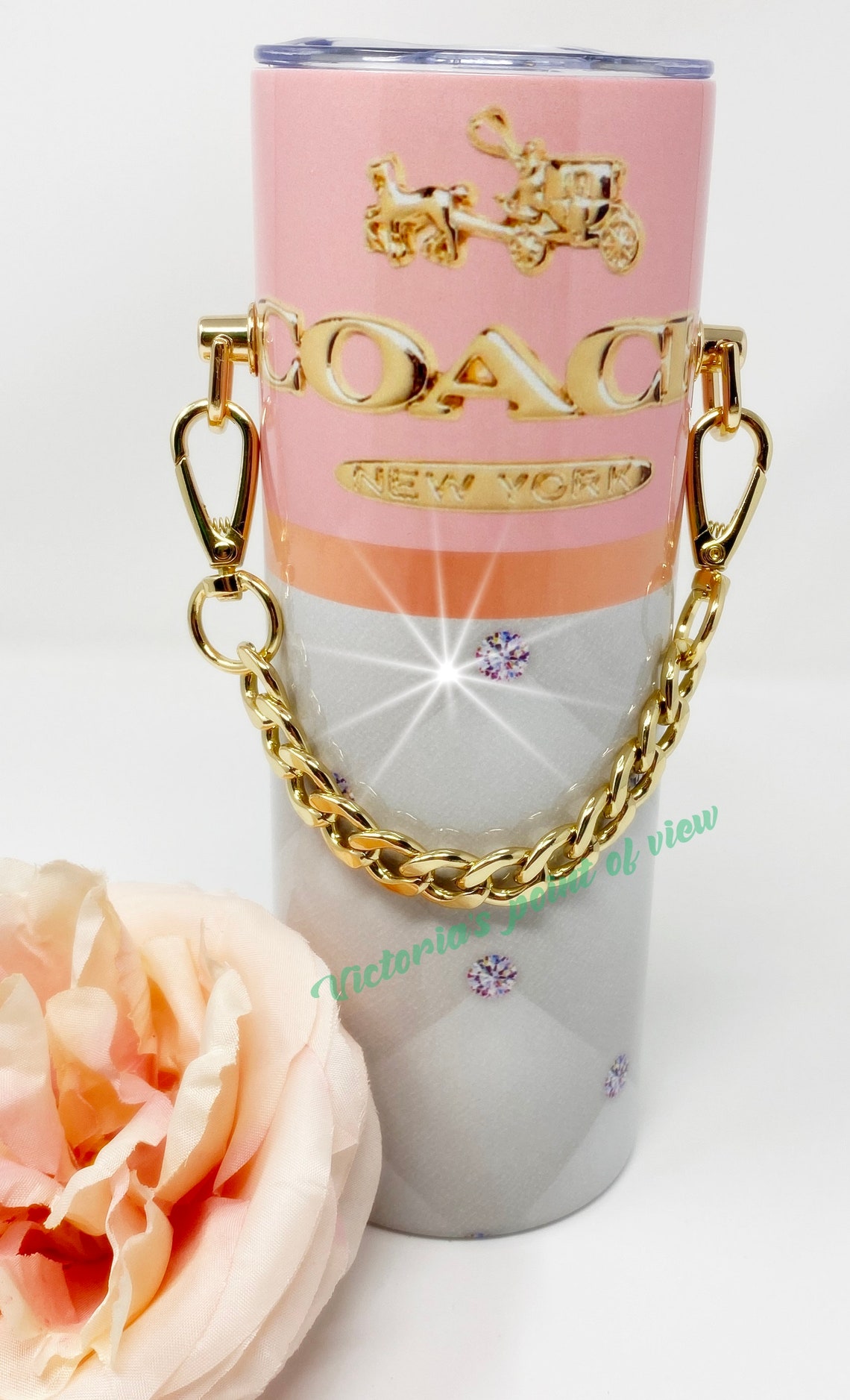 Coach Pink Purse Tumbler 20oz Insulated Tumbler Add Name and Etsy