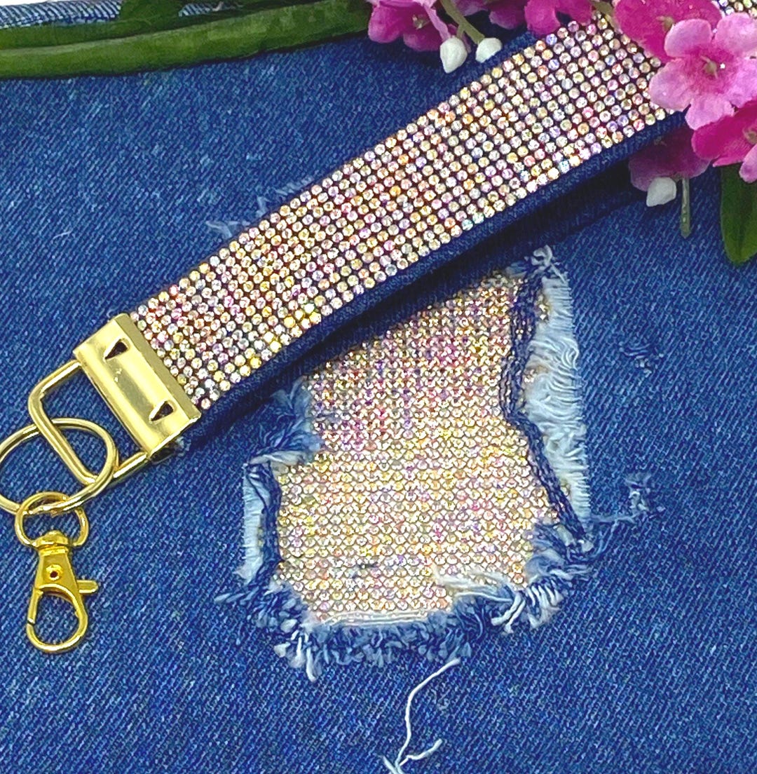 Rhinestone Crystal Key Fob, Sparkly Wristlet - Etsy