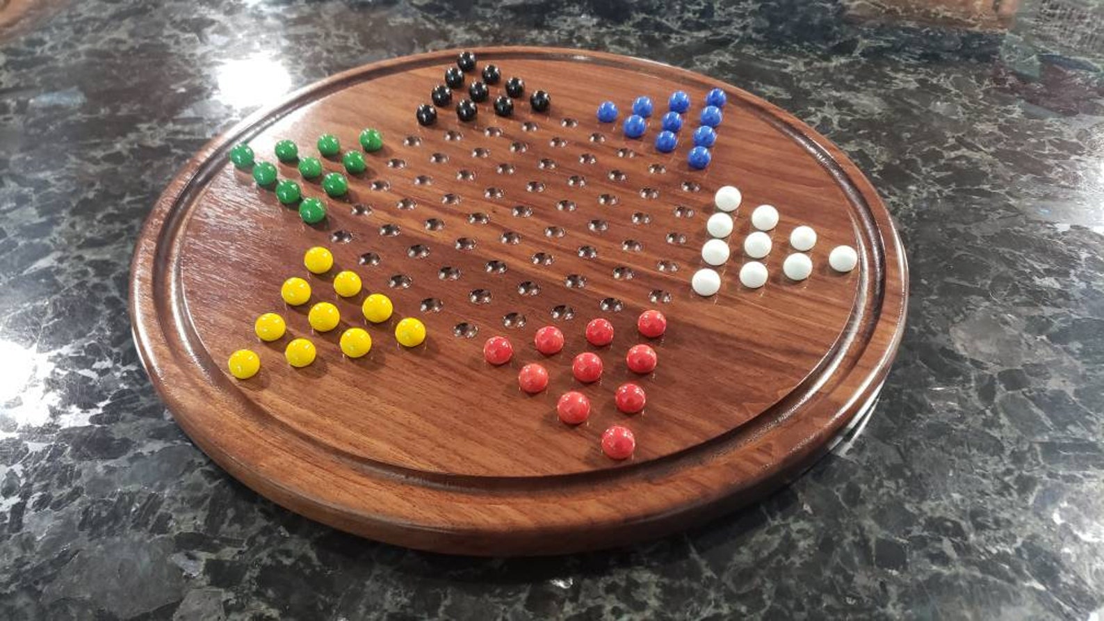 Large Deluxe Chinese Checkers with Glass Marbles 17 inch Etsy.de