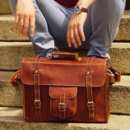Leather Messenger Bag Leather Briefcase Messenger Bag Men | Etsy