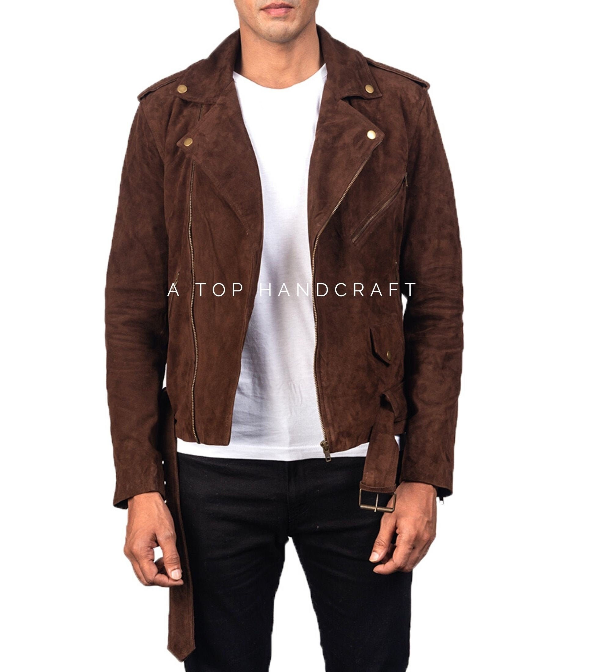 Philipp Plein Monogram Shearling-Lined Suede Biker Jacket - Brown