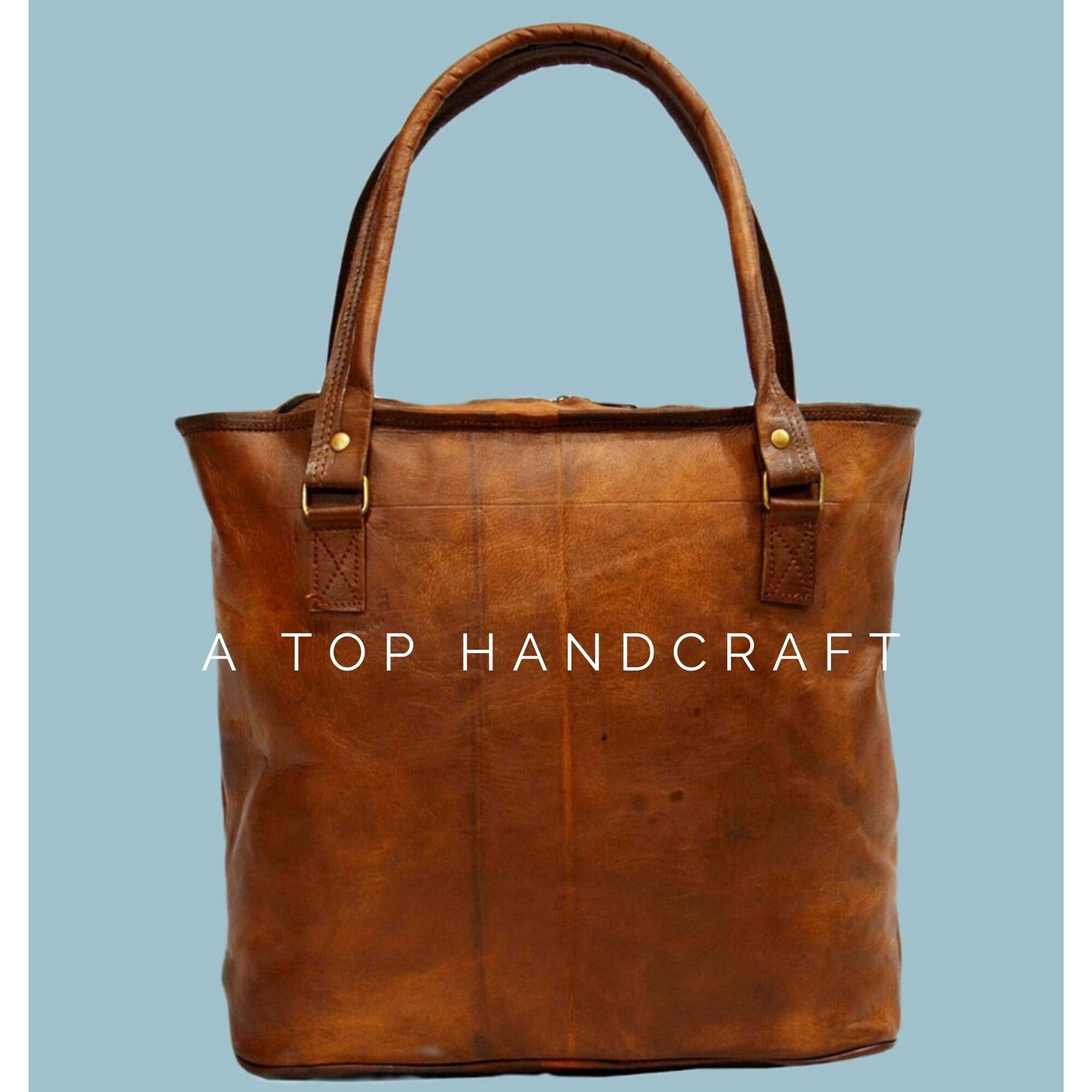 Women's Vintage Look Genuine Leather Tote Shoulder Handmade Shopping Bag Women's Vintage Look Genuine Leather Tote Shoulder Handmade Shopping Bag
