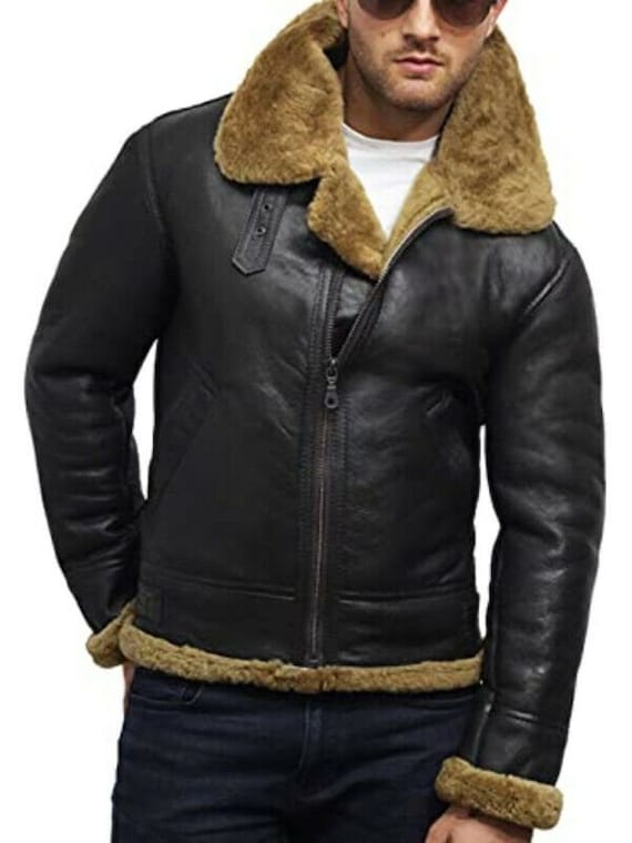 Homme Aviateur RAF B3 Shearling Cuir Véritable Veste Homme Aviateur RAF B3 Shearling Cuir Véritable Veste