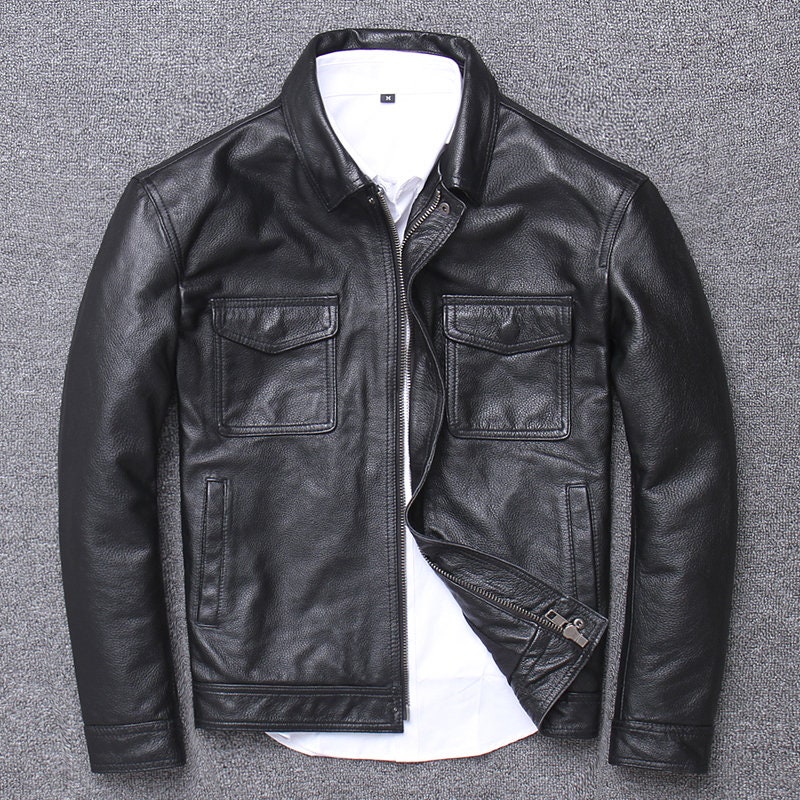 Mens Genuine Leather Jacket Biker Motorcycle Retro Classic | Etsy