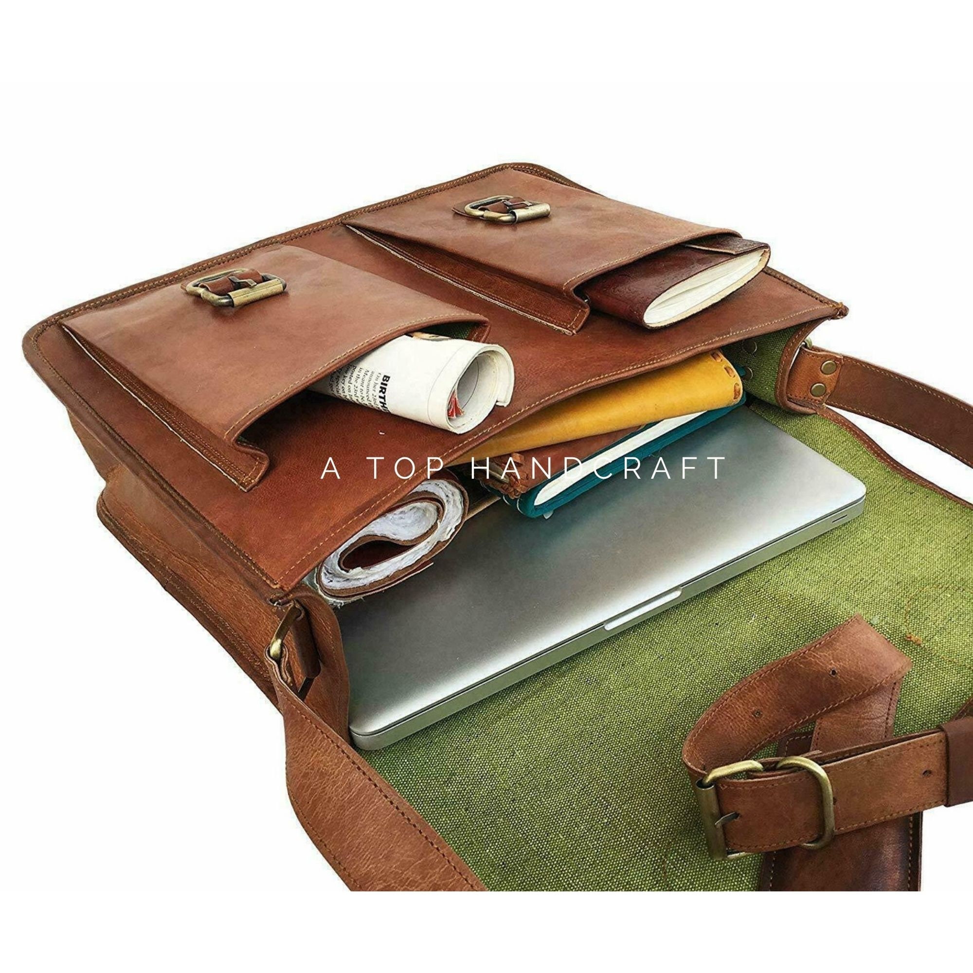 Leather Messenger, Leather Satchel, Leather Briefcase Bag, Laptop Mes…