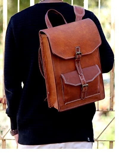 Full Grain Leather Backpack Handmade Backpack Vintage Brown | Etsy UK
