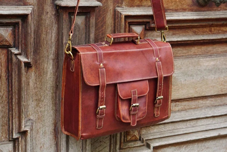 Leather Messenger Bag Leather Briefcase Messenger Bag Men | Etsy