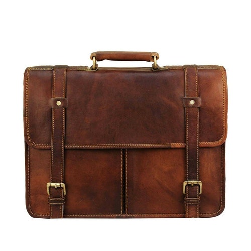 Men Genuine Leather Messenger Bag Leather Laptop Briefcase - Etsy UK