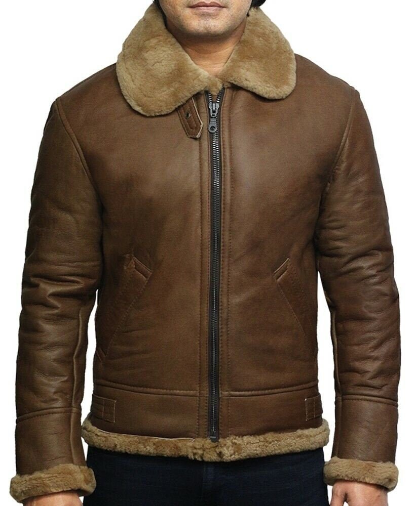 Men's Aviator Brown Genuine Shearling Sheepskin Leather - Etsy UK