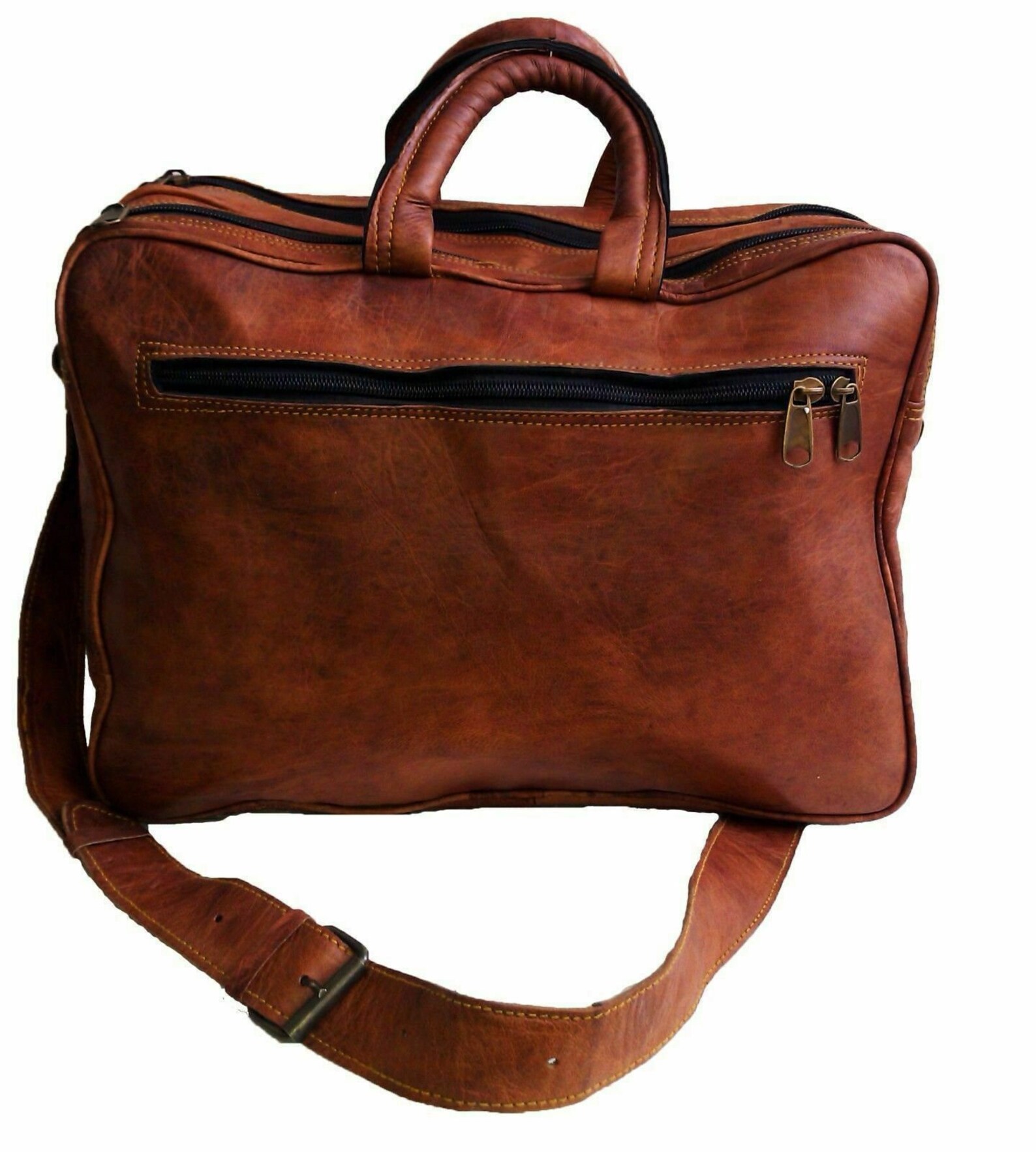 Brown Leather Messenger Satchel Genuine Leather Briefcase Bag Etsy UK
