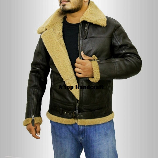 Men's Sheepskin Coat Aviator RAF B-3 Real Leather Warm - Etsy UK