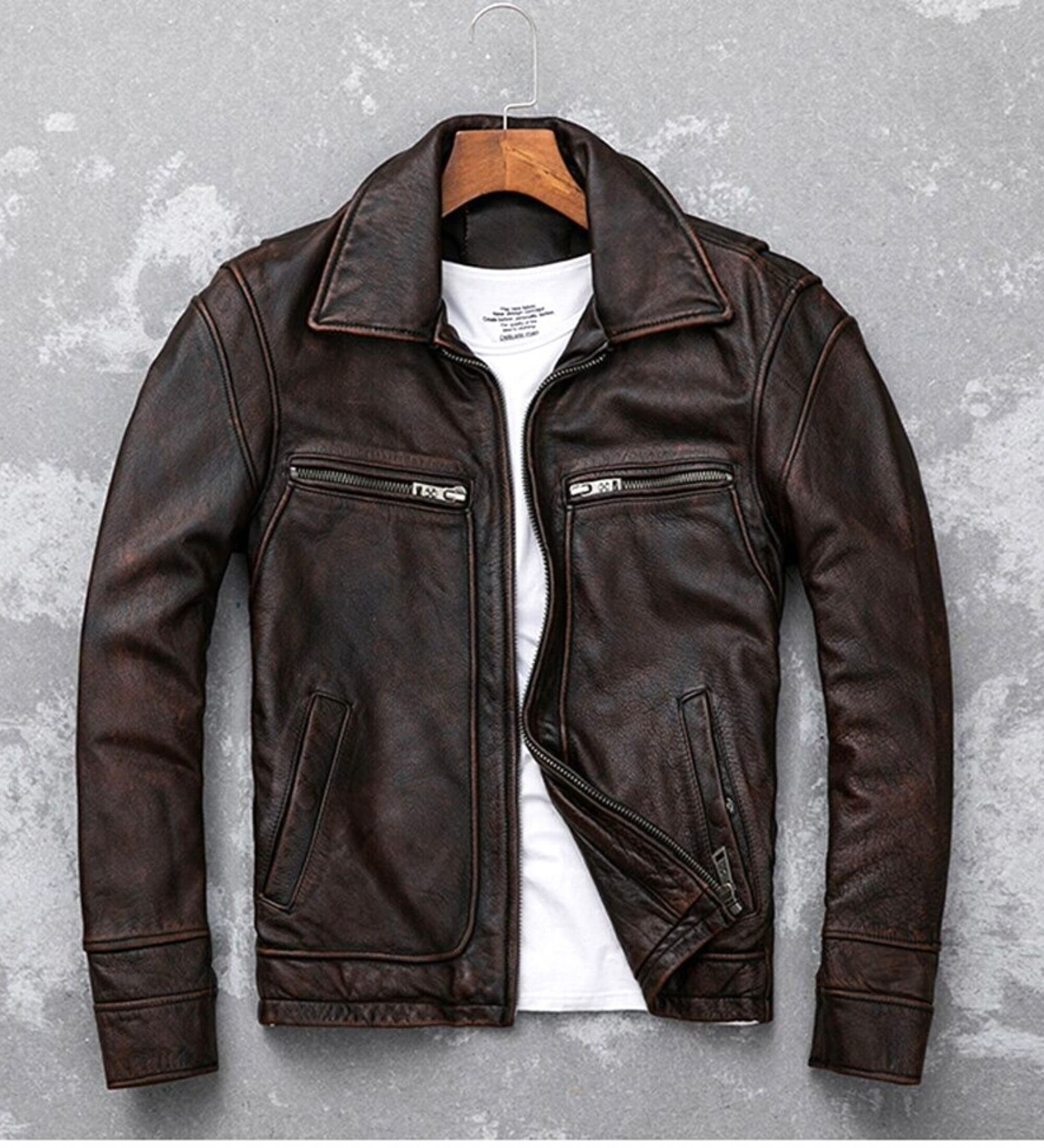 Men's Biker Distressed Brown Handmade Leather Jacket Men - Etsy UK